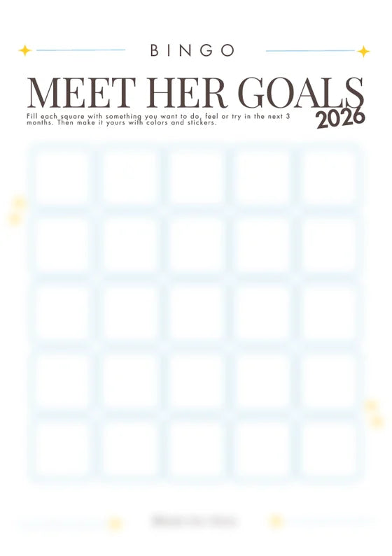Meet Her Goals bingo card preview